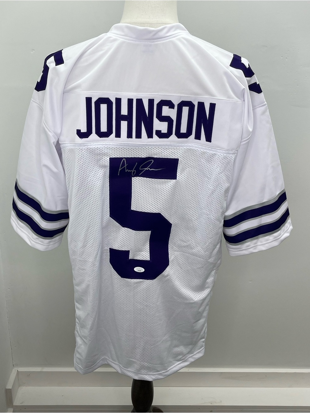 Avery Johnson Autographed Kansas State Wildcats White Football Jersey JSA COA